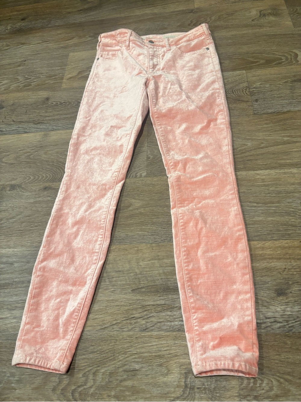 Anthropologie Pilcro Pink Crushed Velvet High Rise Skinny Jeans Women 25